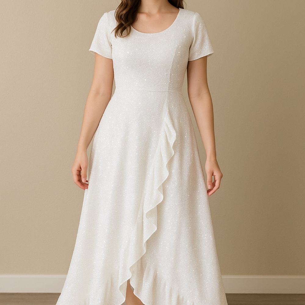Elegant White Ruffle Dress